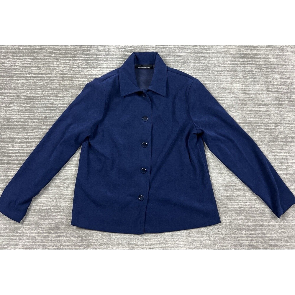Briggs New York Jacket Womens Medium Blue Button Front‎ Polyester Blend